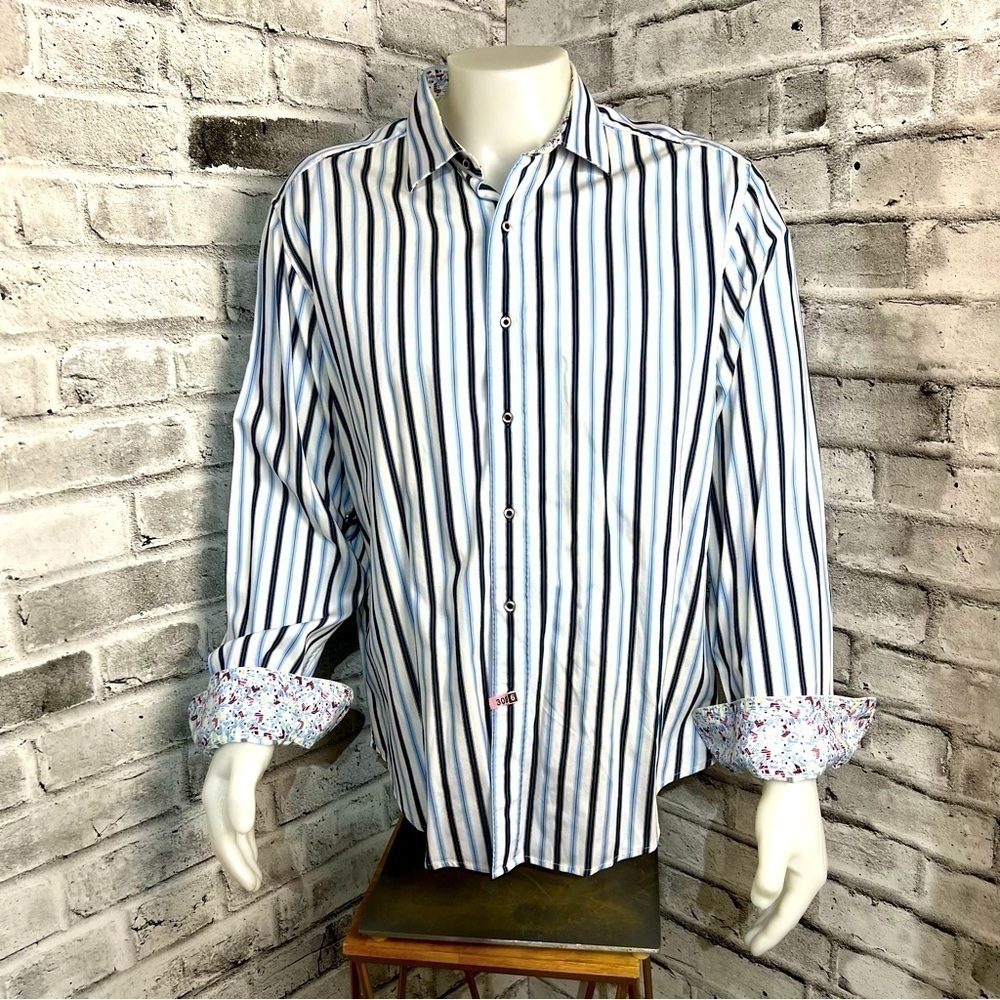Robert Graham Striped Flip Cuff Casual Button Down Shirt